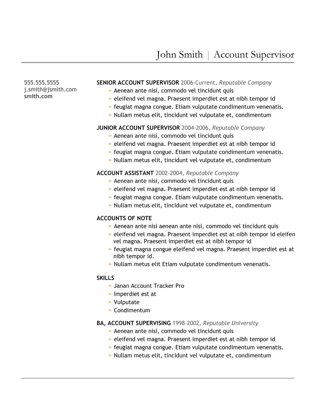 Resume for an external auditor